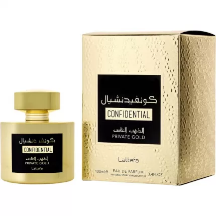 Lattafa Confidential Private Gold by Lattafa Eau De Parfum Spray 3.4 oz