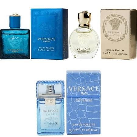 Versace Eros Men Edt, Eros Women Edp, Man Eau Fraiche EDT - 5ml 3pk Kit, Size: 0.17