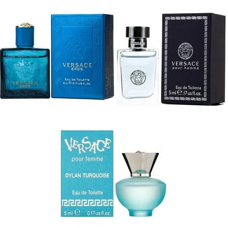 Versace Eros Men Edt, Pour Homme Edt, Dylan Turquoise Femme - 5ml 3pk Kit, Size: 0.17