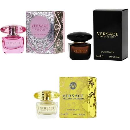 Versace Bright Crystal Absolu Edp, Crystal Noir Edt, Yellow Diamond EDT - 5ml 3pk Kit, Size: 0.17
