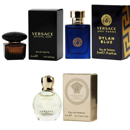Versace Crystal Noir Edt, Dylan Blue Edt, Eros Women EDP - 5ml 3pk Kit, Size: 0.17