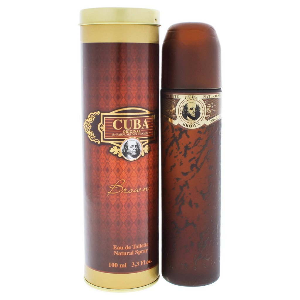 Cuba Brown Eau de Toilette Spray by Fragluxe for Men 3.4 oz