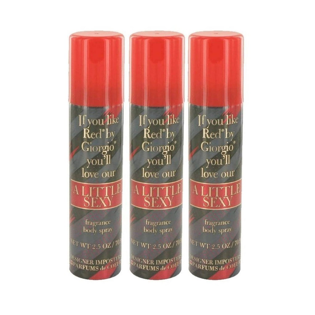 Designer Imposters A Little Sexy by Parfums de Coeur Body Spray 2.5 oz for Women - 100% Authentic (Pack of 3)