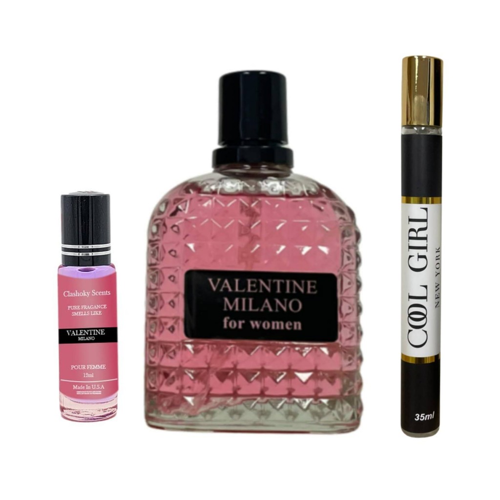 Inspire Scents Valentine Milano for Women 3.4 oz Each Bottle Eau de Parfum Wonderful Gift for Women - Clashoky (Pack of 3) Free Oil and Cool Girl
